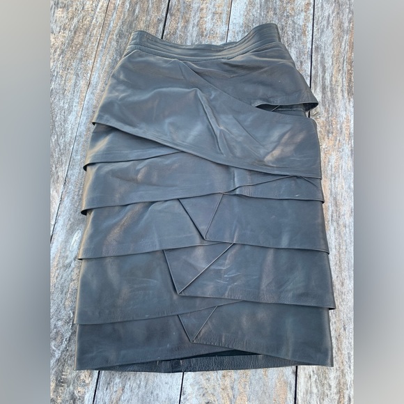 Gianni Versace Genuine Leather Layered Pencil Skirt Italy